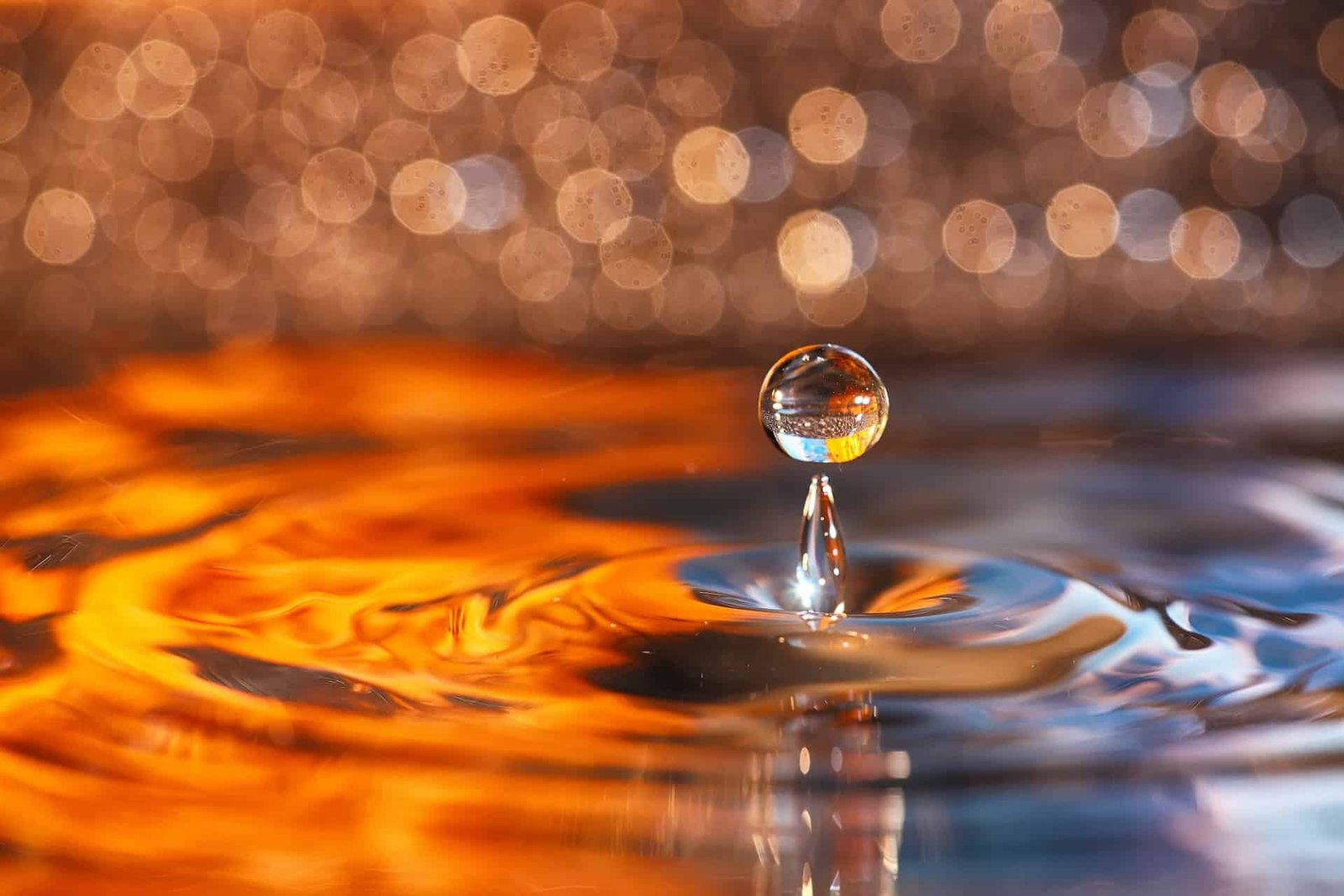Water drop and splash close up